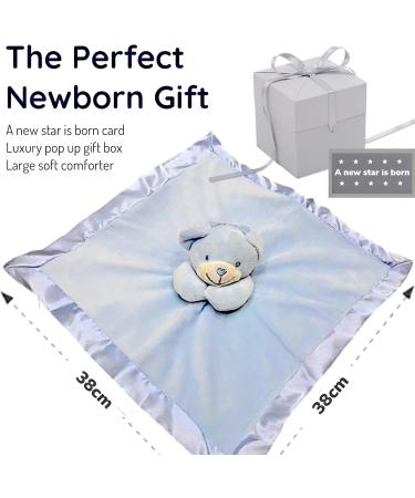 BUSHBABY 'A New Star is Born' Baby Comfort Blanket in Box | Blue Baby Gift Set for Boys | Plush Teddy Security Blanket for Newborns | Soft Toy for Babies - 10cm - Buy Online on SooperMarket.com