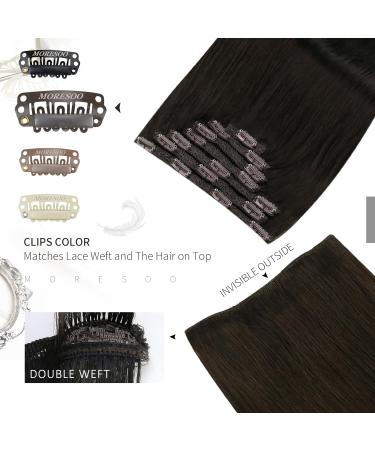 Buy Moresoo Clip-In Extensions | Real Brown Remy Hair | 120g Double Drawn 50cm #2 - Buy Online on SooperMarket.com