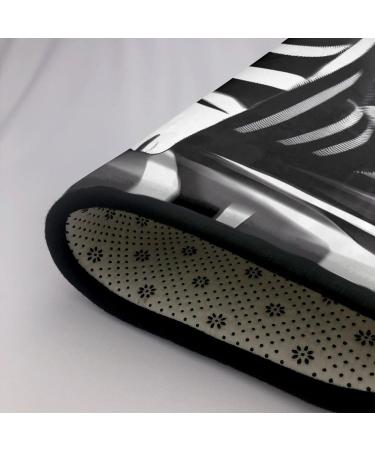 Black and White Striped Kitten Flannel Non-Slip Floor Mat - 63x48 Inches Comfortable & Lint-Free Perfect for Home & Office - Shop Internationally - Buy Online on SooperMarket.com