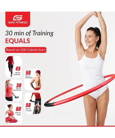 Gate Fitness Weighted Hula Hoop 3.1 lb for Adult Weight Loss - Red-Black 8 Segment Ring with Soft Foam Padding - Indoor/Outdoor Core Workouts for Fat Burning - Buy Online on SooperMarket.com