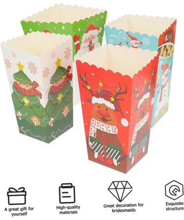 HAPINARY 12pcs Boxes Christmas Popcorn Box Xmas Gift Packing Case Candy Gift Bags Christmas Candy Bag Christmas Party Favor Christmas Candy Favor Boxes Paper Gift Box Fashion - Buy Online on SooperMarket.com