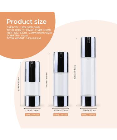 Longway Silver Airless Cosmetic Cream Pump Bottle Travel Size 1oz/30ml (Pack of 6) - Refillable Containers - Buy Online on SooperMarket.com
