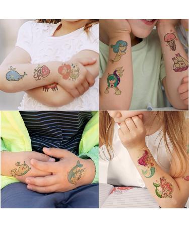 Tazimi Luminous Mermaid Temporary Tattoos for Kids - Glow Stickers Party Favor - 12 Sheets for Girls - Buy Online on SooperMarket.com