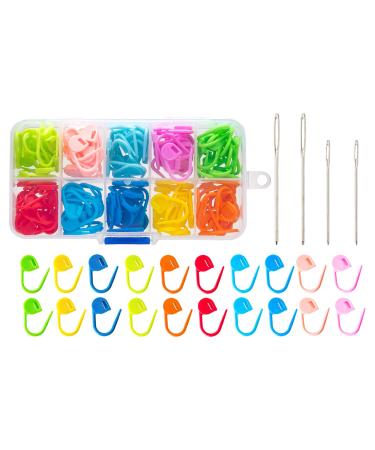 Stitch Markers Ortarco 120 PCS Crochet Stitch Markers with 4 PCS Large Eye Sewing Blunt Needles 3 Sizes for Knitting Sewing Stitching Weaving 10 Colors with Storage Case