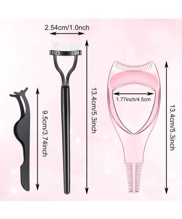 7-Piece Eyelash Mascara Tool Set for Women - Applicator, Lash Guard, Comb Separator, Curler, Tweezers - Black Pink - Buy Online on SooperMarket.com