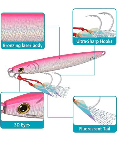 TRUSCEND Saltwater Jigs Fishing Lures with Flat BKK Hooks - Sea Fishing Spoon Lure for Tuna, Salmon, Grouper - Slow Pitch, Knife, Vertical Jigs - Bass Blade Bait 10g-160g G1-3.8 -2.1oz - Buy Online on SooperMarket.com