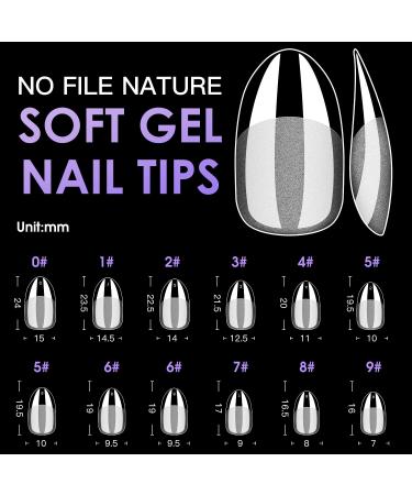 Short Oval Soft Gel Nail Tips - Melous 600PCS Pre Buff Full Cover Half Matte Clear False Nails for DIY Manicure - Buy Online on SooperMarket.com