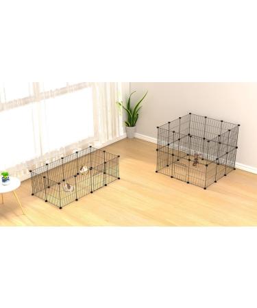 LANGXUN Small Animal Playpen | Portable Metal Wire Pet Playpen for Rabbits, Guinea Pigs, Puppies, and Kittens | Indoor & Outdoor Cage Fence (12 Panels) - Buy Online on SooperMarket.com