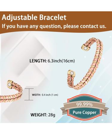 EnerCoppeX Copper Magnetic Bracelet for Women - Detox Jewelry with 3500 Gauss Magnet (CPB-0999) - Buy Online on SooperMarket.com