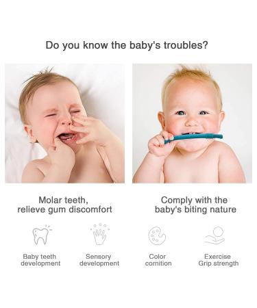 Hollow Molar Teether Silicone Baby Teething Toy (6 Pack) with Cleaning Brush - BPA Free & Freezable - Multicolored for Boys and Girls - Buy Online on SooperMarket.com