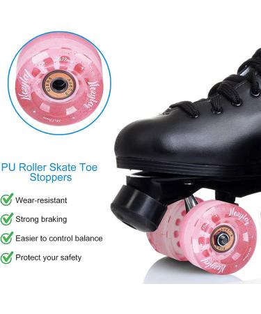 Nezylaf 8 Pack 32x58mm 82A Roller Skate Wheels with Glitter Powder + Skate Tool - Pink, Indoor/Outdoor Skate Replacement Accessories - Buy Online on SooperMarket.com