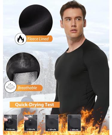 Men's Thermal Compression Shirt Fleece Lined Long Sleeve Athletic Base Layer - 5 Pack Large - Buy Online on SooperMarket.com