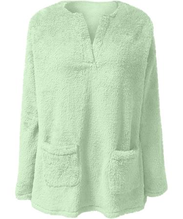 AMhomely Women's Plus Size Double Fleece Hoodie | V Neck Soft Fleece Sweatshirt | Green XL - Buy Online on SooperMarket.com