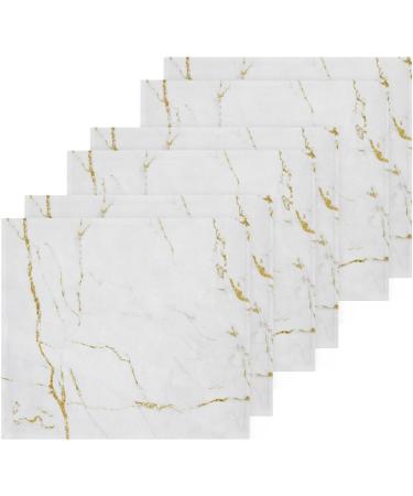 SUABO White Marble Gold Print Washcloths Set 6 - Absorbent & Quick Drying Fingertip Towels for Bathroom, Spa, Gym & Kitchen - Buy Online on SooperMarket.com