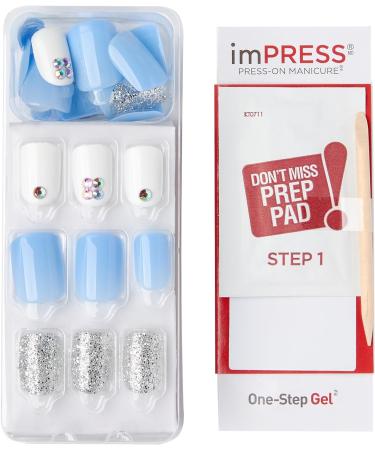 KISS imPRESS Press-On Manicure I'd Rather Be Short Length Square with PureFit Technology Includes Prep Pad Mini File Cuticle Stick and 30 Fake Nails - Buy Online on SooperMarket.com