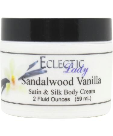 Eclectic Lady Sandalwood Vanilla Satin and Silk Cream Body Cream Body Lotion 2 oz - Shea Butter Aloe Silk Amino Acids Vitamin E Phthalate-Free Handcrafted in USA - Perfect For Women