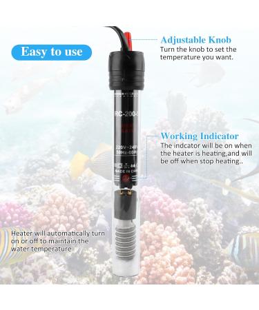 50W Adjustable Aquarium Heater with Suction Cups | LWMTT Temperature Control for Fish Tanks (20-34 ) - Buy Online on SooperMarket.com
