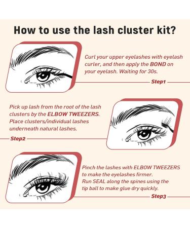DIY Lash Extension Kit: 100 Pcs Lash Clusters with Waterproof Bond, Seal, and Tweezers - Goddvenus (7-14-16 Mixed) - Buy Online on SooperMarket.com