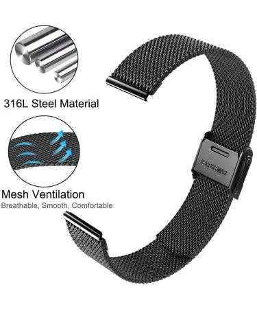 ViCRiOR Black Stainless Steel Mesh Band for Amazfit GTS/Bip - Quick Release Replacement Bracelet - Buy Online on SooperMarket.com