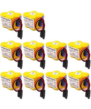 WELLVEUS 10 Pack BR-2/3AGCT4A 6V Battery for Fanuc A98L-0031-0025 4400mAh (Black Connector)