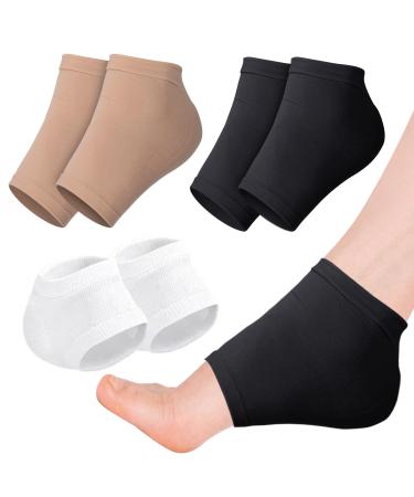 3 Pairs Gel Heel Protectors Padded Heel Socks Heel Support for Plantar Fasciitis Silicone Moisturizing Socks Ventilate Gel Socks for Open Toe Care Skin Cracked Heel Men Women