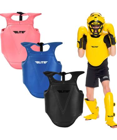 Boxing Chest Guard for Age 4 to 8 Years, Kids Kickboxing, Muay Thai and Krav MAGA Sparring Strike Shield, MMA Boys and Girls Chest Guards Black