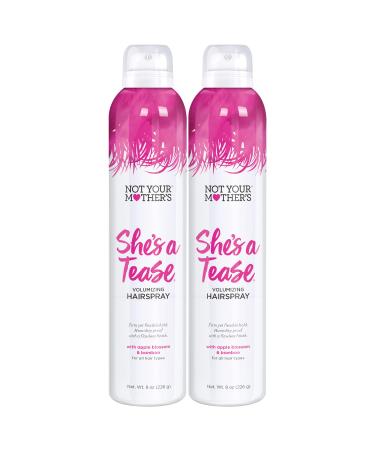 Not Your Mother's She's a Tease Hairspray (2-Pack) - 8 oz - Volumizing Hairspray - Firm Yet Flexible Hold Humidity Proof Flawless Finish 8 Ounce (Pack of 2) Apple Bamboo 8 Fl Oz (Pack of 2)