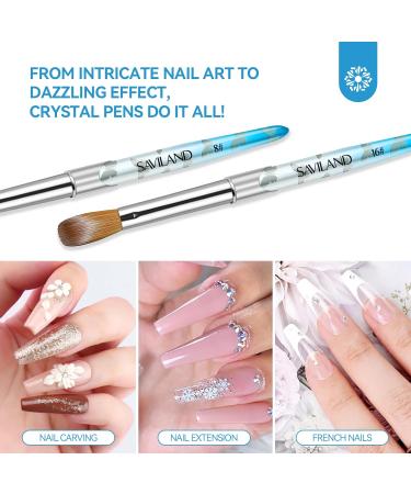 Saviland Professional Kolinsky Acrylic Nail Brush Set - 5PCS | Size 4/8/10/12/16 | Highly Absorbent Bristles for Acrylic Powder & Liquid | Nail Extension & Carving | Blue 02-Blue - Buy Online on SooperMarket.com