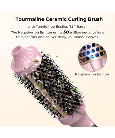 Thermal Brush 1.5 in Volumizing Brush Curling Iron Heated Curling Brush Ceramic Tourmaline Ionic Curling Comb Dual Voltage Travel Curling Iron with Brush LCD Display 10 Temperatures Heated Round Brush Pink - Buy Online on SooperMarket.com