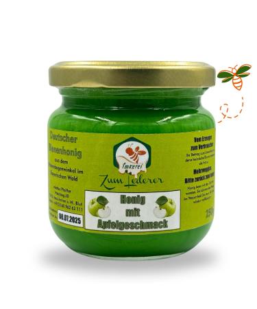 German apple honey - honey sweet spread from the family beekeeping Zum Lederer - 250 g creamy honey with a fruity apple taste from the Bavarian Forest - honey directly from beekeeper honey with apple taste 250 g (1 Pack)