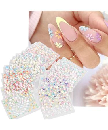 30 Colorful Flower Nail Art Stickers - Self Adhesive Decals for DIY Manicure Decorations - Floral Bow Tie, Daisy, Heart Designs - Nail Art Supplies for Women and Girls - Buy Online on SooperMarket.com