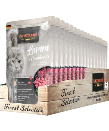 Leonardo Frischbeutel 16x85g lamb + cranberries |Cereal -free wet food for cats |Wet food single feed in the single portion bag