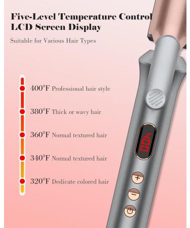 1 1/4 Inch Tourmaline Ceramic Curling Iron with LCD Display - Dual Voltage Includes Glove Comb Clips & Pad for Long Hair | International Shipping - Buy Online on SooperMarket.com