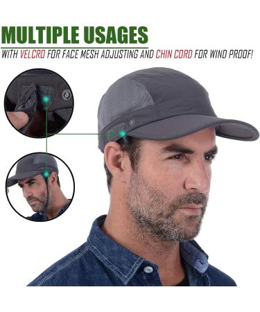 USHAKE Sun Cap Fishing Hat with Face Neck Cover Flap - Dark Grey - Buy Online on SooperMarket.com