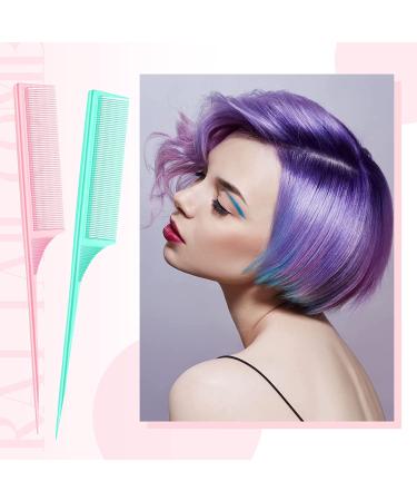 2-Pack Carbon Fiber Rat Tail Teasing Combs - Anti-Static, Heat Resistant for Volume & Styling (Pink & Green) - Buy Online on SooperMarket.com