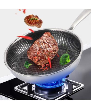 Qzwgz Cookg 51 31 8 Household 304 Stainless Steel Cooking Frying Pan Non-Stick Pot Kitchen Utensils 28cm - Buy Online on SooperMarket.com