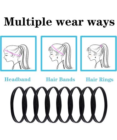 Buy 8pcs Black Sports Headbands - Anti-Slip Elastic Hair Bands for Men & Women | Perfect for Yoga Football Running & Fitness - Buy Online on SooperMarket.com