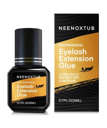 Sensitive Eyelash Extension Glue, Ultra-Low Fume Neenoxtub Eyelash Glue, 7-9 Weeks Retention, Professional Use Only Eyelash Extension Glue for Semi-Permanent Eyelash Extensions /5ml