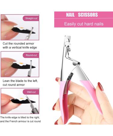DHWEKU Stainless Steel False Nail Clippers Professional Nail Cutter Clippers Capsules Nail Clippers for False Nails and Gel Nails with 5 Diamond Shaped Sponge Rubbing Strips (Pink) - Buy Online on SooperMarket.com