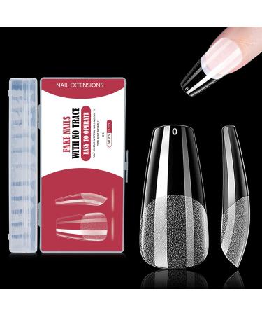 240PCS 12 Sizes Medium Coffin Gel Nail Tips Set Soft Nail Art Gel Nail Extensions Pre-Buffed Artificial Nails Gel Nail Tips Kit Fit All Nails