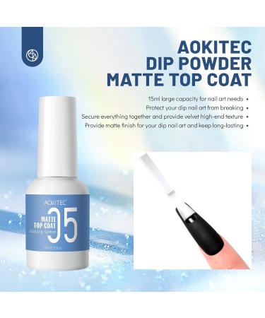 Aokitec Matte Dip Top Coat - 15ML Long-Lasting Matte Gel for Dip Powder Manicure | Velvet Finish for Salon & DIY Use | Perfect for Nail Art - Buy Online on SooperMarket.com
