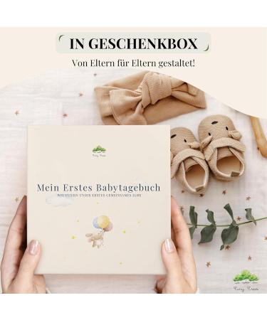 Tiny Trees Baby Diary - My First Year (Hare) | 51 Pages Gift Box Included | Baby Milestone Book & Photo Album - Monthly Birthdays in German - Buy Online on SooperMarket.com