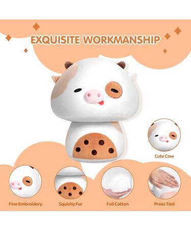 Mewaii 14'' Cow Mushroom Plushie Toy - Cuddly Milk Tea Cow Stuffed Animal for Kids | Soft and Squishy 14 Inch Plush - Buy Online on SooperMarket.com