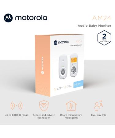 Motorola Nursery AM24 Audio Baby Monitor with Room Temperature Display, High Sensitivity Microphone, Two-Way Talk - White | Single MBP24 - Buy Online on SooperMarket.com