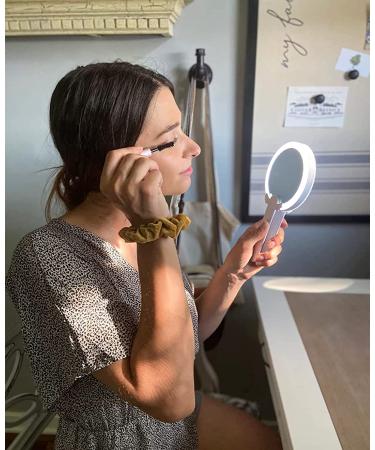 FASCINATE Handheld Mirror 10x Magnifying Makeup Mirror with Handle | Two Sided, Portable & Rechargeable | 10X/1X Magnification | Swivel Handle - Ideal for Women - Buy Online on SooperMarket.com