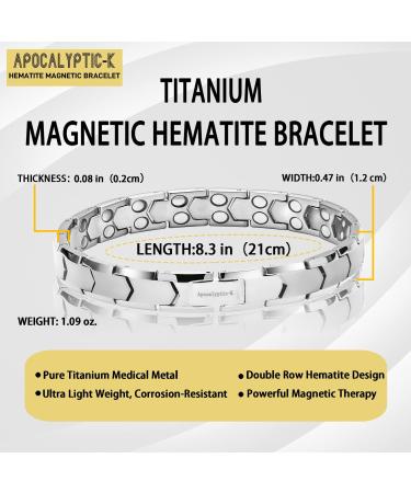 Men's Pure Titanium Double Magnet Bracelet - Eliminate Static Electricity - Silver Magnetic Bracelet - Buy Online on SooperMarket.com