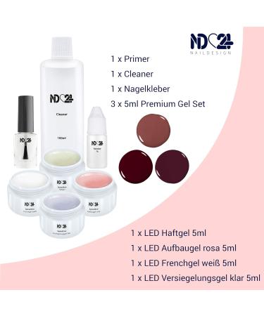 ND24 Naildesign Gelnail Starter Set - Premium LED Gel Kit with Sweet Cherry Gels | Vegan Made in Germany - Perfect for Beginners - Buy Online on SooperMarket.com