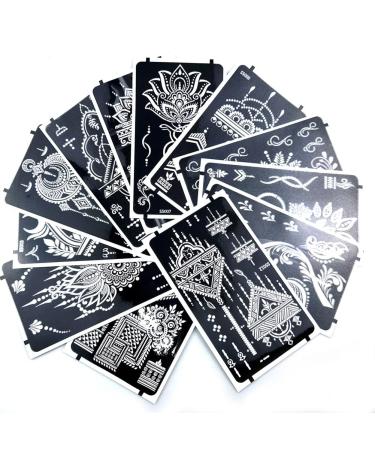 XMASIR 16 Sheets Temporary Henna Tattoo Kit with 87 Reusable Stencils - Indian Arabian Body Art Set - Buy Online on SooperMarket.com