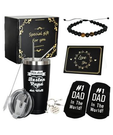 Bokalaka birthday present for dad father's day gifts for dad funny dad gift gifts - best dad in the world and his beloved coffee 20oz stainless steel coffee mug gift box dad gift box
