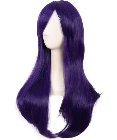 MapofBeauty 28 Inch Dark Purple Curly Hair Cosplay Wig for Women with Side Bangs - Buy Online on SooperMarket.com